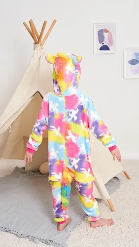 Vista 43 de Pijama de unicornio unisex para niños, enteritos para disfraz, Halloween