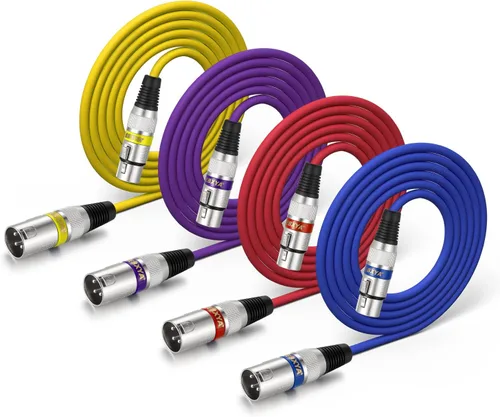 Vista 16 de EBXYA Cable XLR de 2 pies, paquete de 10 unidades, 3 pines, cable de micrófono XLR equilibrado macho a hembra, adecuado para mezclador de audio 10