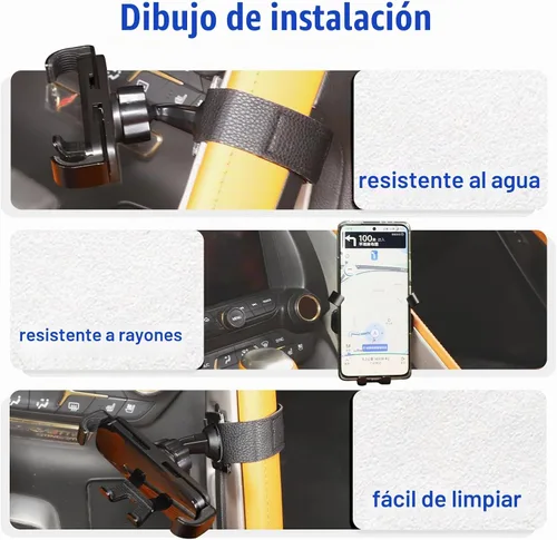 Vista 4 de Soporte de teléfono móvil para consola central para automóvil compatible con Chevrolet Corvette C7 2014-2019, soporte multifuncional para teléfono