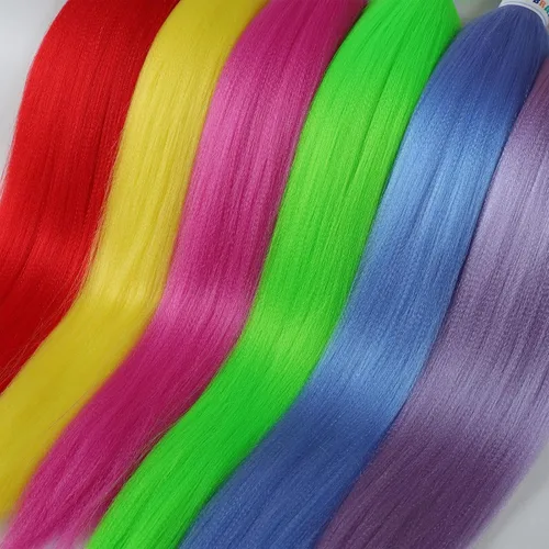 Vista 4 de Ms Aloe Cabello trenzado colorido preestirado, pelo trenzado multicolor, pelo trenzado suave sin nudos, 26 pulgadas, paquete de 6 unidades, cabello