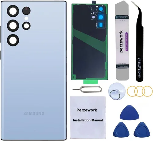 Vista 12 de Reemplazo de cristal trasero trasero para Samsung Galaxy S22 Ultra 6.8 pulgadas 5G con kit de herramientas de reparación y adhesivo preinstalado