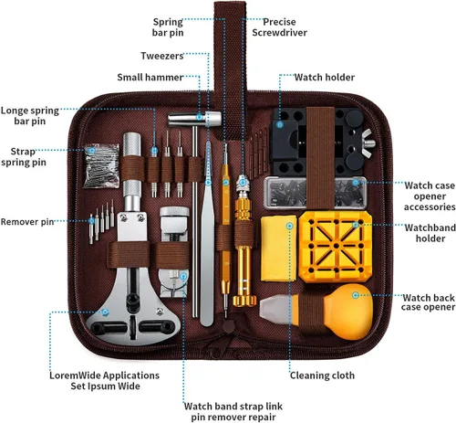 Vista 7 de EasyTime - Kit de reparación de reloj, kit de herramientas de ajuste de reloj, kit de herramientas de correa de reloj, kit de herramientas