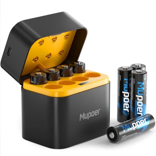 Vista 26 de Baterías AA recargables con caja, baterías de litio de 3600 mWh, AA de 1.5 V, 4 unidades, batería doble A, recargable, iones de litio de larga