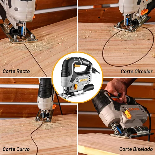Vista 6 de Sierra de calar con cable: DEKOPRO Herramienta de sierra de calar eléctrica para trabajar la madera, herramienta manual de corte de madera con 6