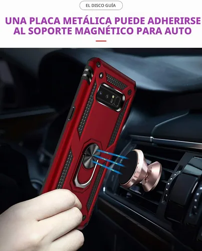 Vista 4 de Carcasa de grado militar para Samsung Galaxy Note 8, anillo giratorio de metal 360, soporte de soporte magnético integrado para montaje en coche, a