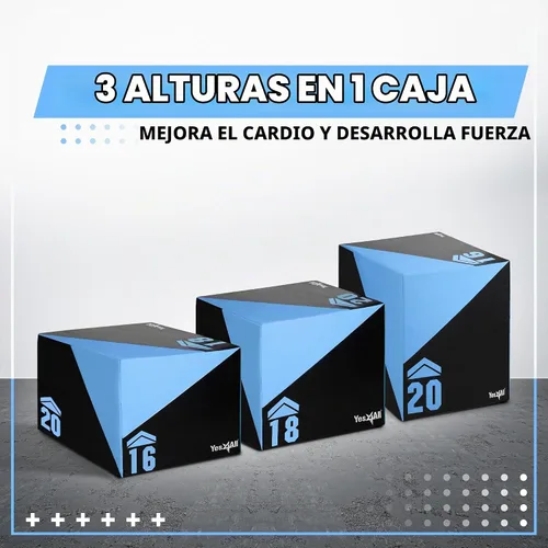 Vista 3 de Yes4All 3 in 1 Foam Plyometric Jump Box for Training & Conditioning - Plyo Jump Box for Fitness Workout Exercise B. 20" x 18" x 16" - 27 lbs