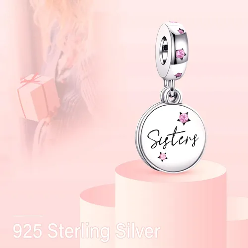 Vista 2 de EZ Tuxedo Forever Sister - Dijes colgantes de plata de ley 925 para pulseras, Metal, circonita