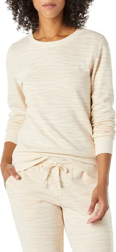 Vista 8 de Amazon Essentials Sudadera de forro polar con cuello redondo y manga larga para mujer Rayas horizontales blanco marino