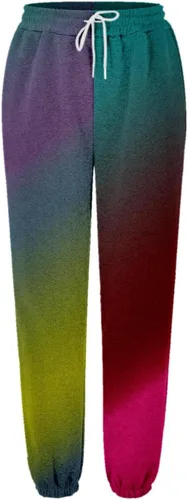 Vista 2 de HJYUZP Women Sweatpants Fashion Women's Loose Breathable Color Blocking Gradient Casual Pants Side Sweatpants for Women