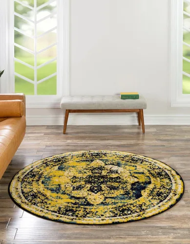 Vista 33 de Unique Loom, colección Sofía - Alfombra de la colección Salle Garnier (4' 1" x 6' 1", turquesa/azul, rectangular)