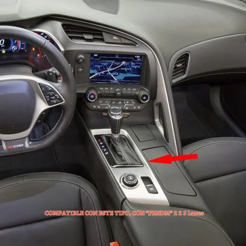 Vista 4 de Cubierta Protectora de Moldura de Panel de Engranajes de Control con Aspecto de Fibra de Carbono para 2014 2015 2016 2017 2018 Chevrolet Corvette C7