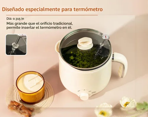 Vista 5 de Aroparc Derretidor de cera para hacer velas con termómetro, gran derretidor eléctrico de cera de 60 oz/1.8 L con boquilla de vertido para hacer