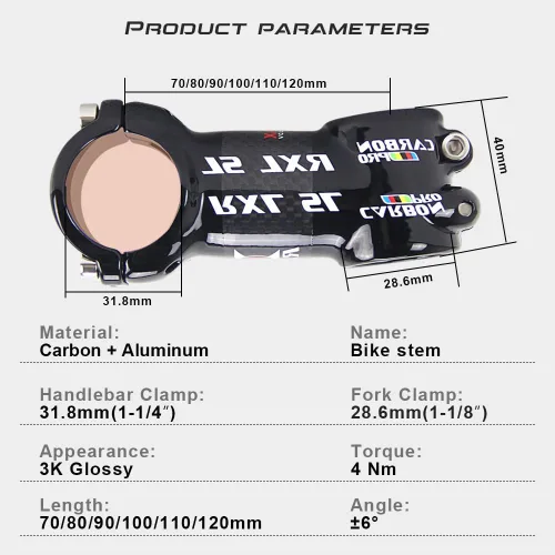 Vista 2 de RXL SL MTB Stem 31.8, manillar de fibra de carbono, 6 grados -60/70/80/90/100/110/120 mm