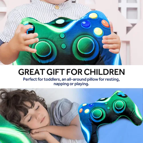 Vista 2 de Meeting Story Cojín de Felpa con Forma de Controlador de Juego para Niños y Niñas Decoración de Habitación de Jugadores para Sofá Sillón/Silla