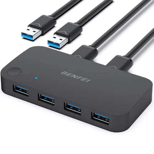 Vista 8 de Interruptor USB 3.0, Conmutador USB 2 Computadoras Comparten 3*USB 3.0 y 1*USB C con Control Remoto para PC Ratón Teclado Impresora Escáner
