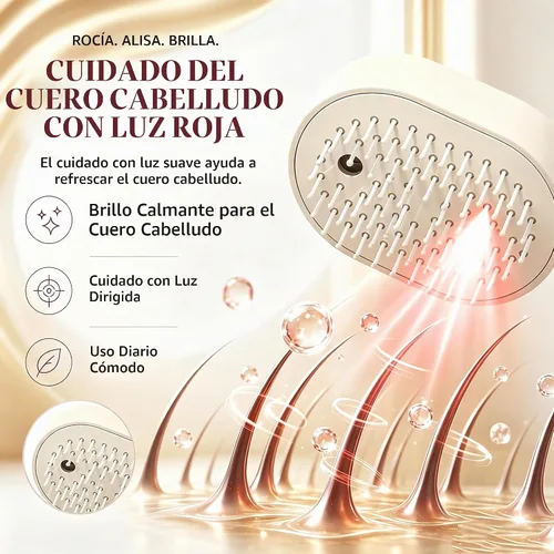 Vista 3 de Cepillo de masaje eléctrico 5 en 1 con cojín de aire de niebla, peine de cuidado del cabello antienredos autolimpiante, refuerzo de brillo