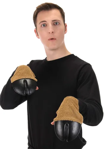 Vista 4 de Guantes de Disfraz con Pezuñas Frontales de Venado Marrón Multicolor