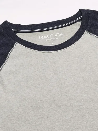 Vista 2 de Nautica Camiseta de dormir suave de manga larga con cuello redondo para hombre