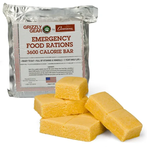 Vista 2 de Grizzly Gear Raciones alimenticias de emergencia, caja de diez barritas de vainilla de 3600 calorías, suministro de valor para 30 días, 4 semanas