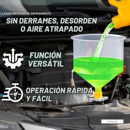 Vista 2 de OEMTOOLS 87045 Kit de embudo de llenado de refrigerante sin derrames con probador de refrigerante, kit de embudo de refrigerante sin derrames, kit