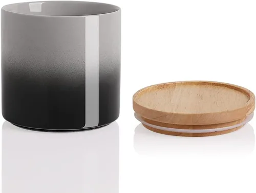 Vista 67 de Recipientes de cocina Sweejar, tarro de almacenamiento de cerámica para alimentos, recipientes apilables con tapa hermética de madera para servir