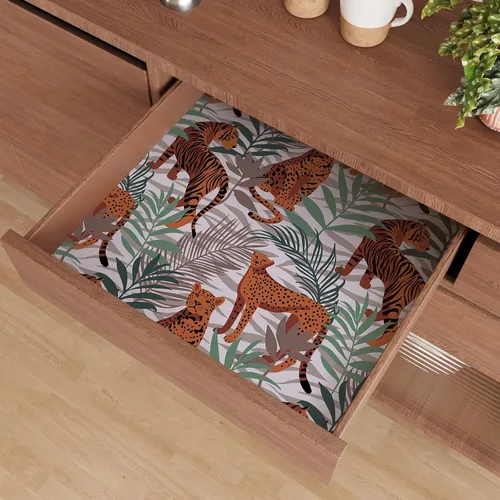 Vista 3 de CRE8TIVE Papel tapiz de animales de tigre y leopardo, hojas exóticas de selva tropical, papel tapiz de despegar y pegar, papel tapiz de 12 x 118
