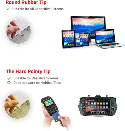 Vista 8 de Pro - Lápiz capacitivo resistivo universal 2 en 1, compatible con Amazon Fire HD 8 (2020), alta sensibilidad y precisión, tamaño matrimonial