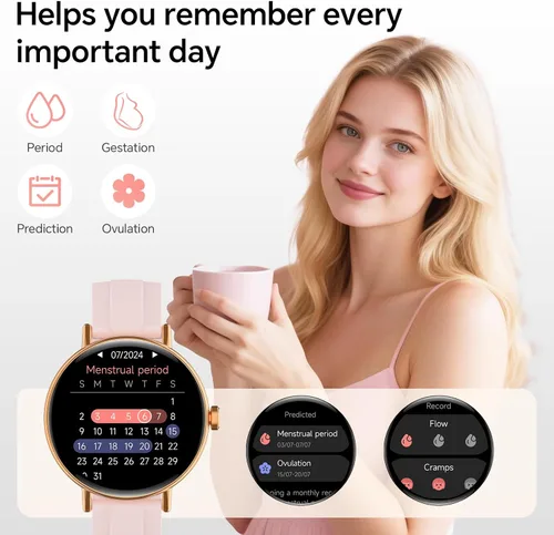 Vista 8 de Smart Watch for Women,1.57" Touch Screen Smartwatch for iPhone& Samsung& Android,Answer/Make Call,Fitness Tracker with Heart Rate/SpO2/Sleep Pink