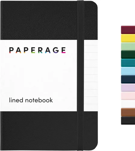 Vista 15 de Juego de 2 cuadernos blocs de notas de bolsillo pequeño, pauta universitaria, 3.7 x 5.6 pulgadas, minidiario de tapa dura, papel grueso de 3.5 Negro