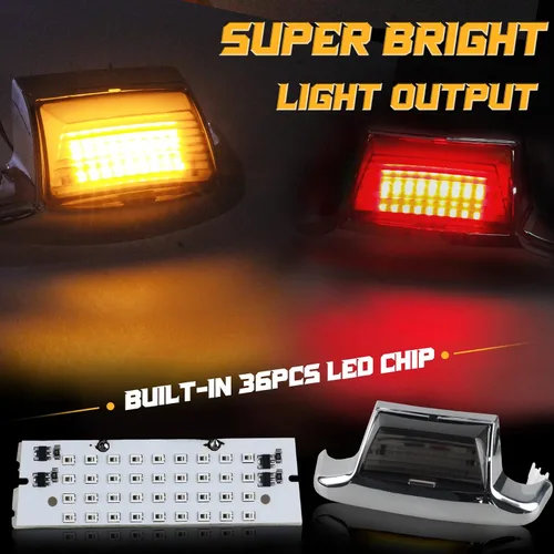 Vista 2 de Luces de guardabarros delanteros y traseros, luz de freno de punta de guardabarros LED compatible con Harley Electra Glide Road King Softail