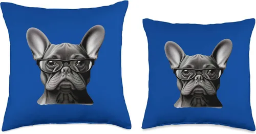 Vista 3 de French Bulldog Dog Stuff Frenchton Frenchieco Divertida cara de bulldog francés linda mamá francesa con almohada de lentes, 16 x 16 pulgadas