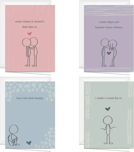 Vista 13 de Canopy Street Simple Sentiments - 25 paquetes de tarjetas de felicitación y ánimo con sobres blancos / 5 diseños reflexivos / Tarjetas de 5" x 7