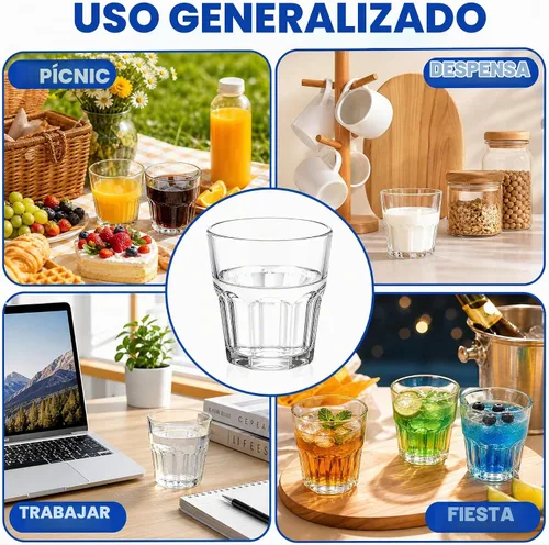 Vista 5 de Tebery Paquete de 8 vasos de plástico transparente, 8 onzas sin BPA, reutilizable, para agua potable, pequeño, apilable, irrompible