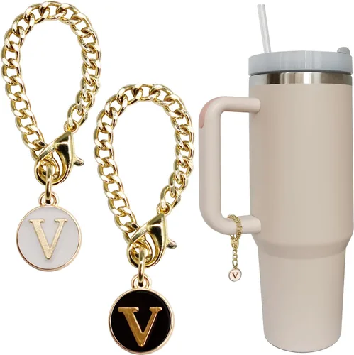Vista 25 de Accesorios de dije de letra para vaso Stanley, 2 unidades, identificación con inicial de nombre, personalizable, para vaso Stanley