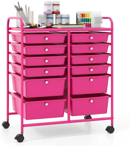 Vista 38 de Giantex Carro Organizador con 6 Cajones, con Ruedas, para Herramientas, Papel de Recortes, Hogar, Oficina, Escuela, Carro Utilitario Móvil Multiusos