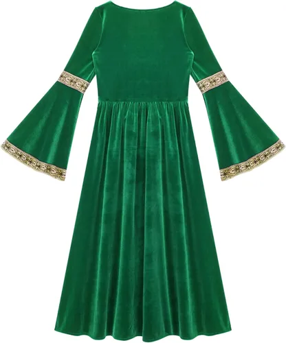 Vista 6 de Disfraz medieval para niños, vestido renacentista vintage, vestido gótico, vestido largo para fiesta de Halloween