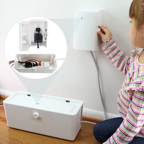 Vista 7 de Caja de Cubierta para Regleta de Alimentación - Efectivamente Protege la Regleta de Alimentación para Bebés con Doble Candado Patentado. Cómodas