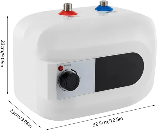 Vista 4 de Calentador de agua eléctrico de mini-tanque, 110 V, 1.6 galones, 1500 W, punto de uso instantáneo, calentador de agua caliente para remolque, baño