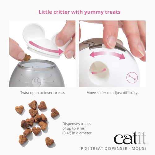 Vista 4 de Catit PIXI - Dispensador de golosinas, juguete interactivo para gatos, ratón