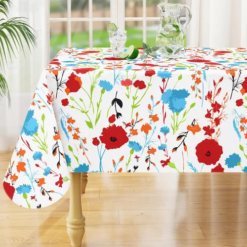 Vista 28 de misaya Mantel rectangular de vinilo impermeable, mantel lavable con reverso de franela, mantel de plástico para cena, picnic, interior y exterior