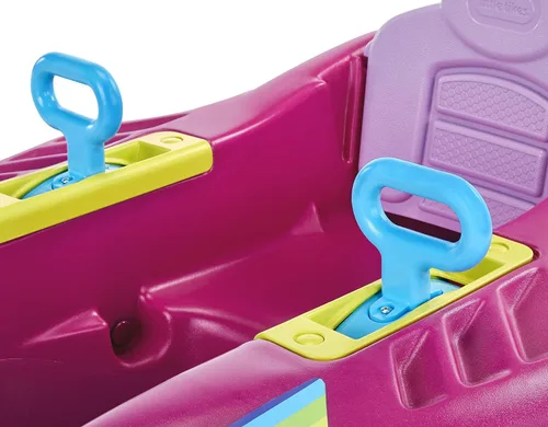 Vista 3 de Little Tikes Jett Car Racer Pink, auto de paseo con respaldo de asiento ajustable, dirección de rueda trasera de doble mango, control de carreras