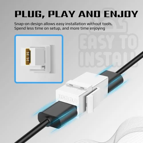 Vista 6 de TNP USB 3.0 Keystone Jack Insert - Conector USB Keystone hembra a hembra adaptador compatible con Superspeed USB 3.0 y puerto USB 2.0 para panel