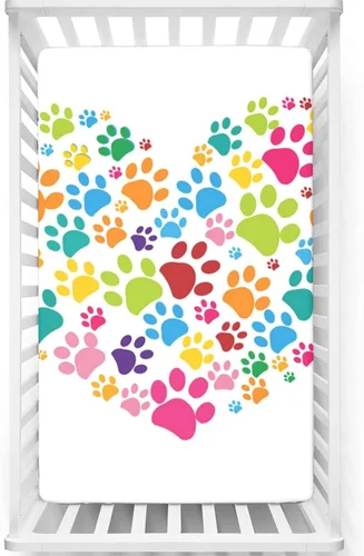 Vista 9 de Sábanas bajeras ajustables para cuna con temática de Dog Paws, sábanas portátiles para cuna, suaves y transpirables, sábanas para cuna de bebé