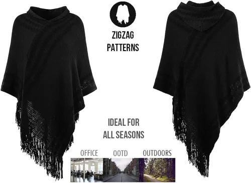 Vista 3 de Ferand Poncho suave con capucha para mujer
