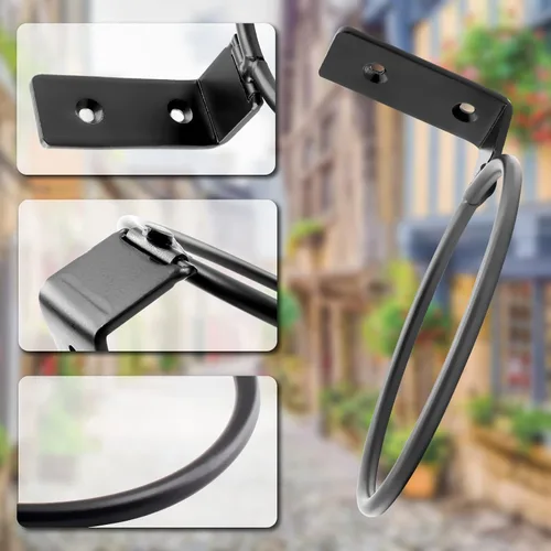 Vista 3 de Jiozermi Paquete de 2 anillos para macetas de 4 pulgadas, soporte de maceta montado en la pared, uso en interiores, negro mate, capacidad de 40