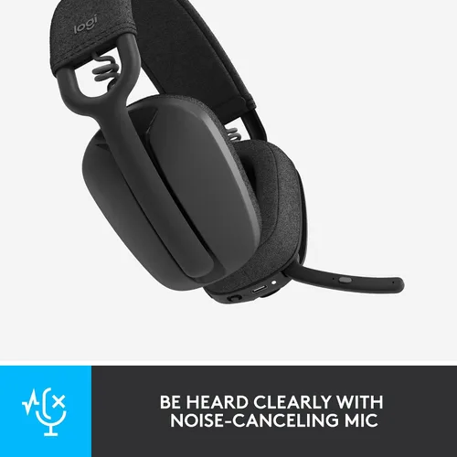 Vista 3 de Auriculares Logitech Zone Vibe 100 inalámbricos ligeros sobre la oreja con cancelación de ruido y micrófono, auriculares avanzados Bluetooth