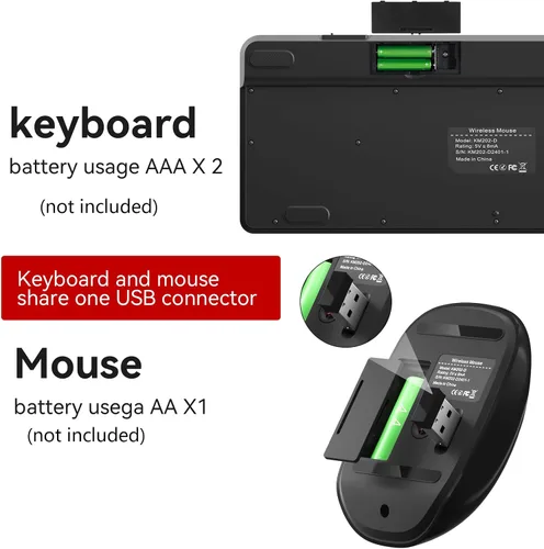 Vista 6 de Combo de teclado y mouse inalámbricos estilo máquina de escribir retro con teclas redondas, teclado inalámbrico USB compacto de 2.4GHz bonito