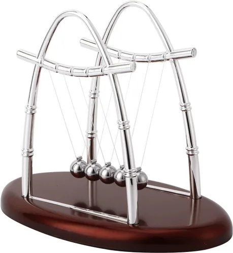 Vista 9 de Rengue Newtons Balance Balls Physics Pendulum, Silver, Plastic and Iron, 7.09x4.33x5.51 Inch, Educational Science Toy, Office Desk Decor Newtons