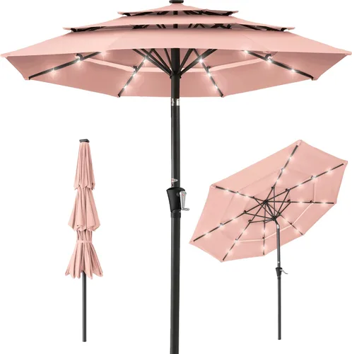 Vista 19 de Best Choice Products - Sombrilla solar de 10 pies de 3 niveles para patio, sombrilla de sol para exteriores, mercado, patio trasero, terraza, junto