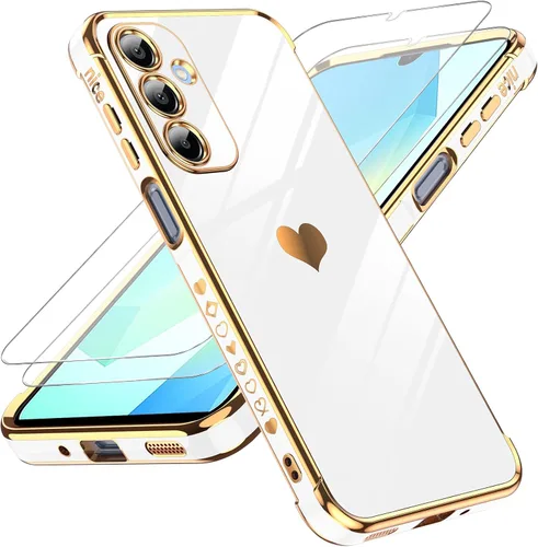 Vista 159 de LeYi Funda para Motorola-G 2025: Love Heart Plating Luxury, Negro